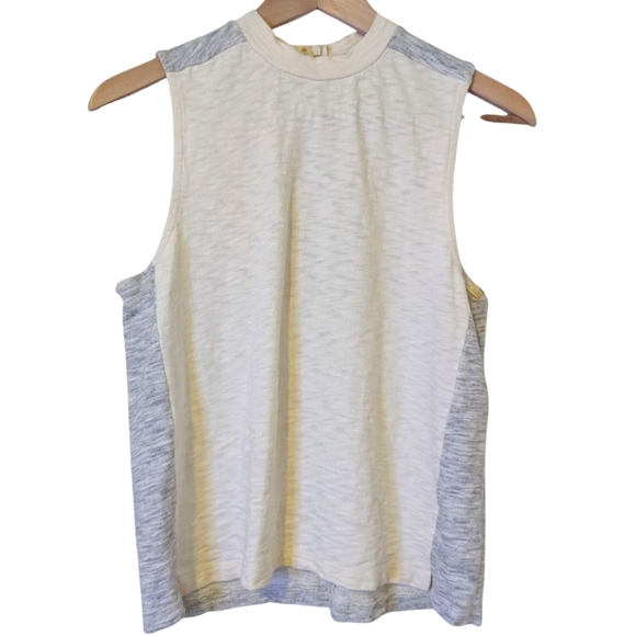 Madewell Cream and Gray Mock Neck Tank Top - Picture 1 of 8